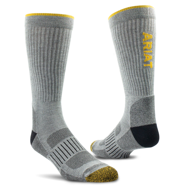 Ariat High Perform Tek Work Sock 2 Pack - Grey