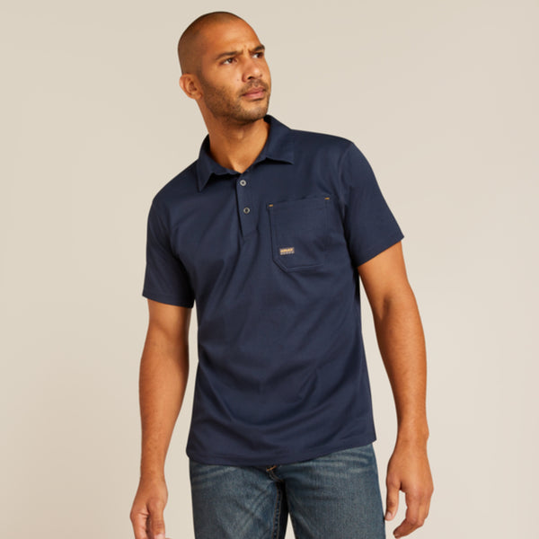 Ariat Mens Short Sleeve Foreman Polo - Navy