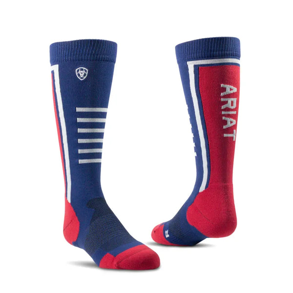 AriatTEK Youth Slimline Socks - Navy/Red