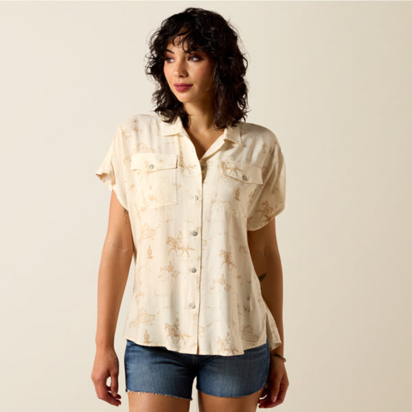Ariat Ladies Badlands Shirt - Turtledove Ranchscape