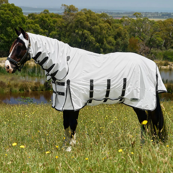 Weatherbeeta Comfitec Sweet Itch Shield Fly Rug Sheet Combo - White/Charcoal