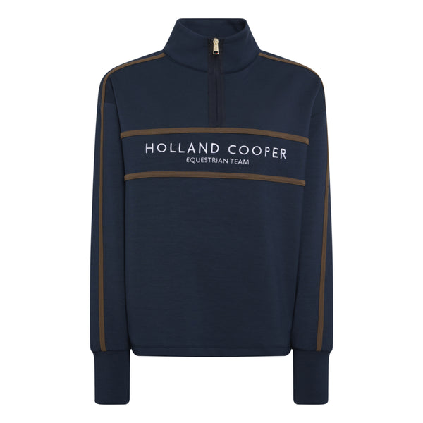 Holland Cooper Ladies Equestrian Quarter Zip Neck Sweat - Ink Navy