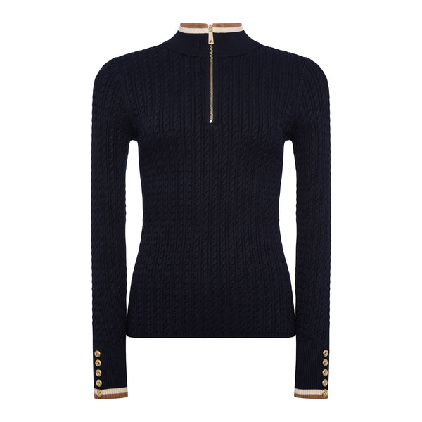 Holland Cooper Ladies Zoe Quarter Zip Knit - Ink Navy