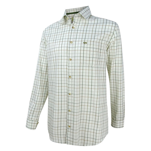 Hoggs of Fife Mens Balmoral Luxury Tattersall Shirt - Green/Brown