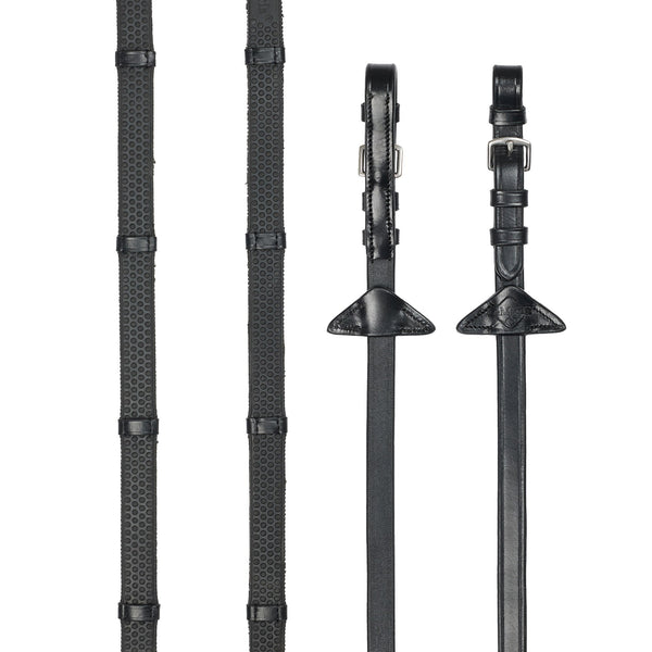 LeMieux Rubber Grip Continental Reins - Black/Silver