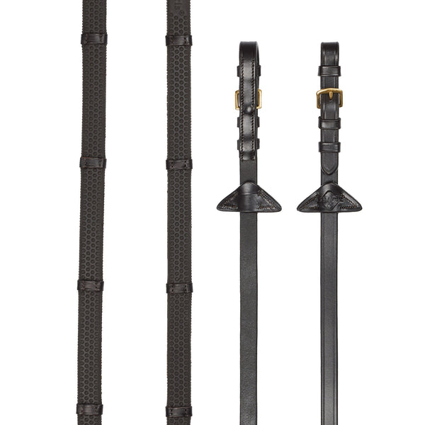 LeMieux Rubber Grip Continental Reins - Brown/Brass