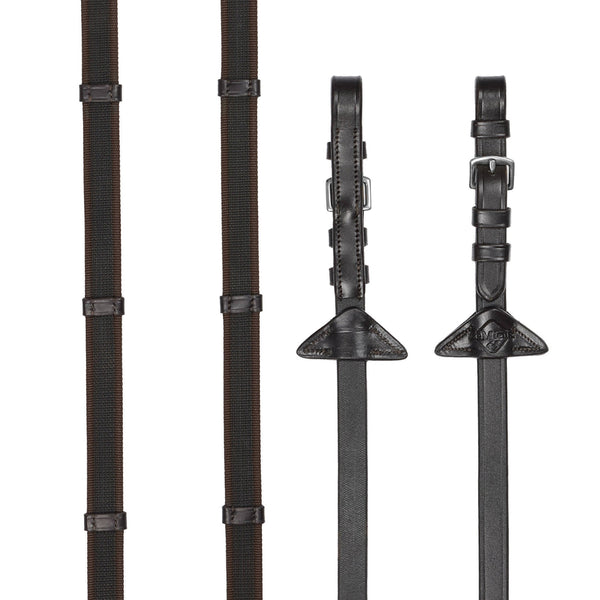 LeMieux Rubber Grip Continental Reins - Brown/Silver