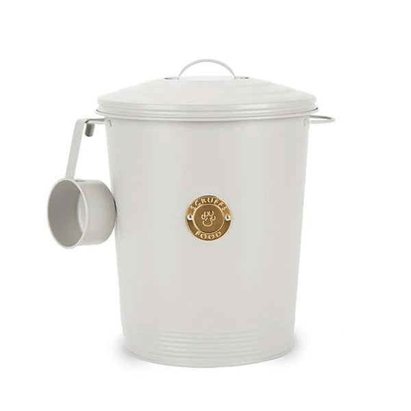 Scruffs Cantina 12L Steel Storage Pet Food Canister & Scoop - Light Grey