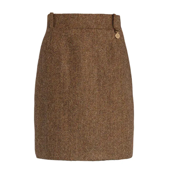Holland Cooper Regency Skirt - Large Scale Brown Herringbone