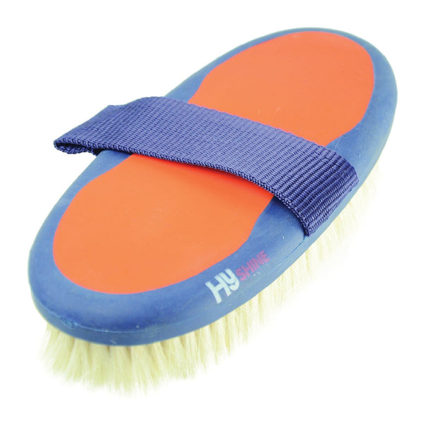 HySHINE Pro Groom Goat Hair Body Brush - Navy/Orange