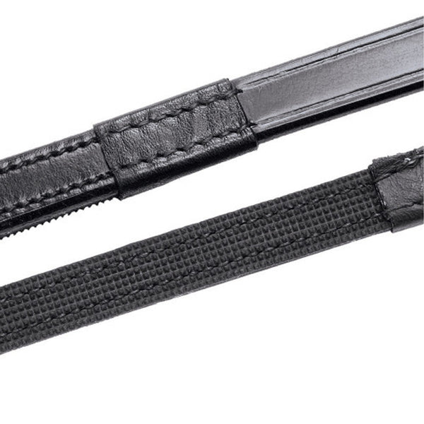 Hy Equestrian Half Rubber Show Reins - Black