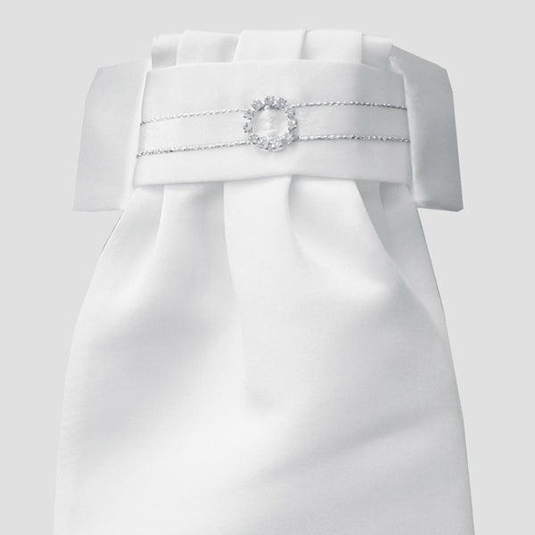 Diamante Circle Deluxe Ready-Tied Stock - White