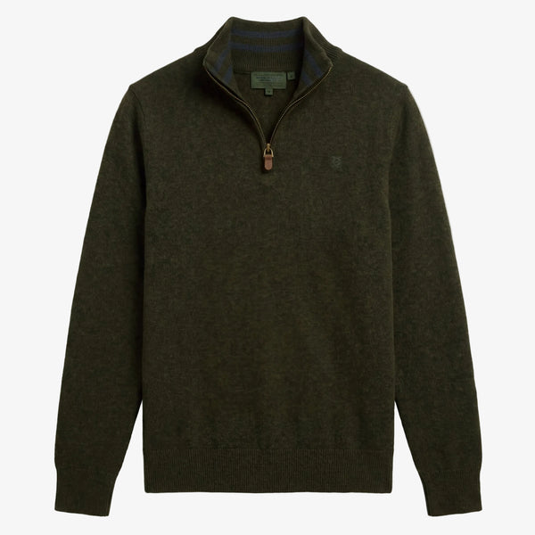 Holland Cooper Mens Fine Quarter Zip Knit - Moss