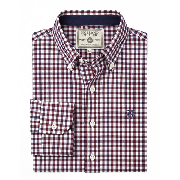 Holland Cooper Mens Classic Fit Brushed Cotton Shirt - Portland Red Check