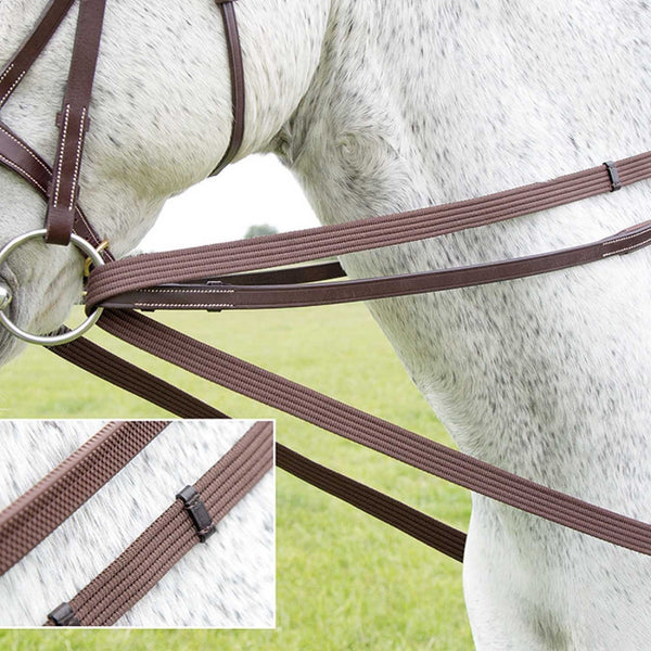 Shires Cotton Web Draw Reins - Brown