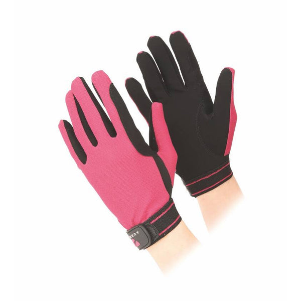 Aubrion Mesh Riding Gloves - Child Raspberry