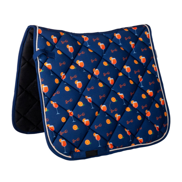 HKM Splash Dressage Saddle Pad - Dark Blue/Orange