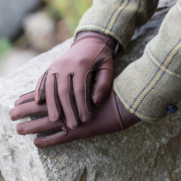 Equetech Junior Stretch Show Gloves - Brown