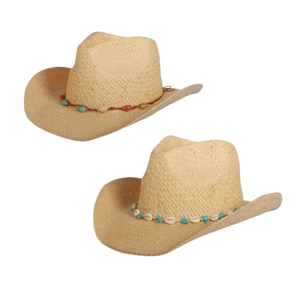 Bartleby Shell Bead Straw Cowboy Hat