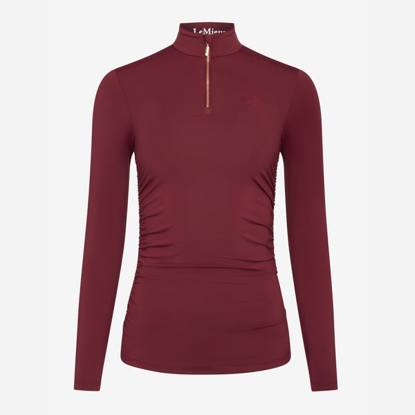 LeMieux Ladies Lustre Ruched Base Layer - Garnet