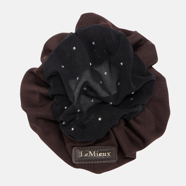 LeMieux Scrunchie with Crystal Hair Net - Brown/Black