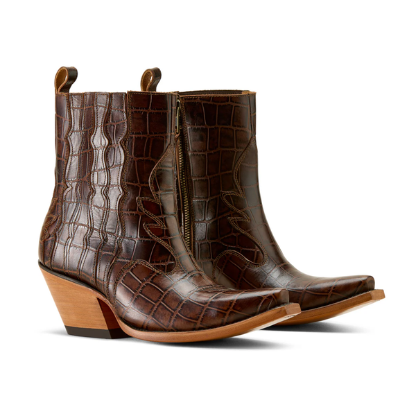 Ariat Ladies Jade Luxe Espresso Western Boot - Croc Print