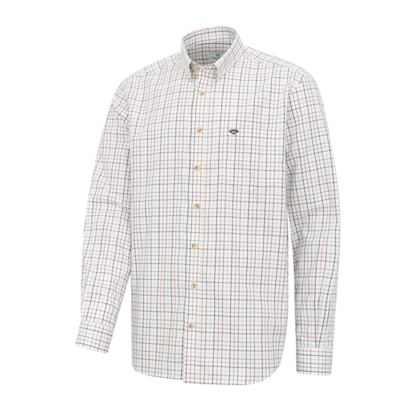 Hoggs of Fife Mens Inverness Cotton Tattersall Shirt - Navy/Rust Check