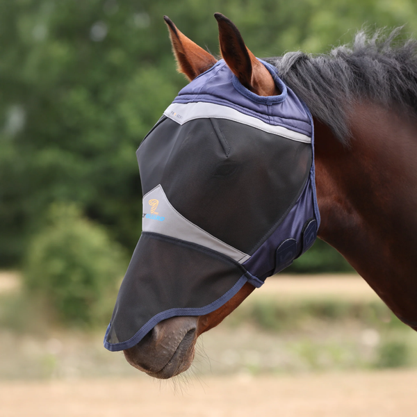 FlyGuard Pro Fine Mesh Fly Mask With Ear Hole and Nose - Navy