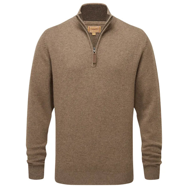 Schoffel Mens Lewis Lambswool 1/4 Zip Jumper - Mushroom