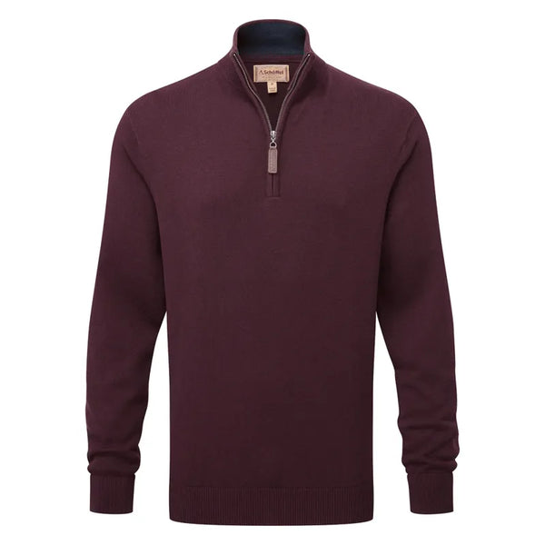 Schoffel Calton Cotton Cashmere 1/4 Zip - Wine
