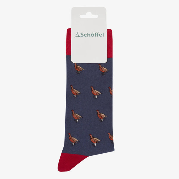 Schoffel Mens Single Cotton Sock - Vintage Navy Grouse