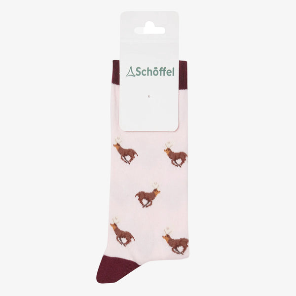 Schoffel Ladies Single Cotton Sock - Pink Stag