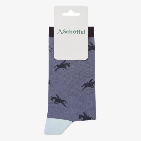 Schoffel Ladies Single Cotton Socks - Navy Horse