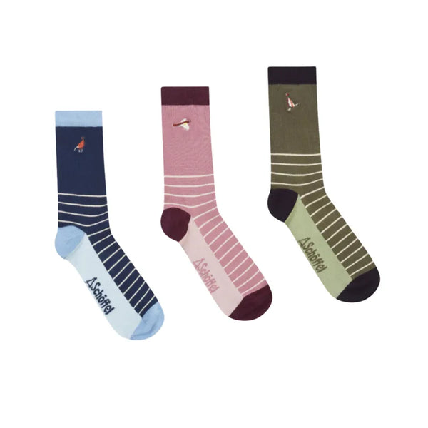 Schoffel Ladies Bamboo Sock Box 3 Pack - Pheasant Mix