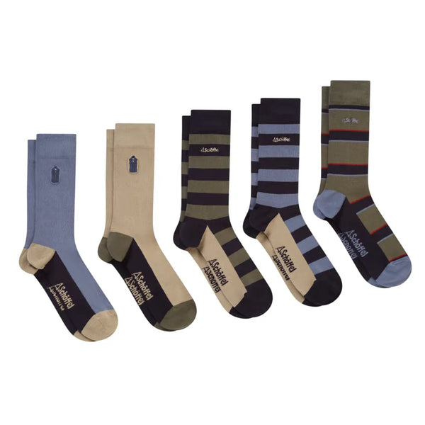 Schoffel Mens Bamboo Sock Box 5 Pack - Oakham Mix