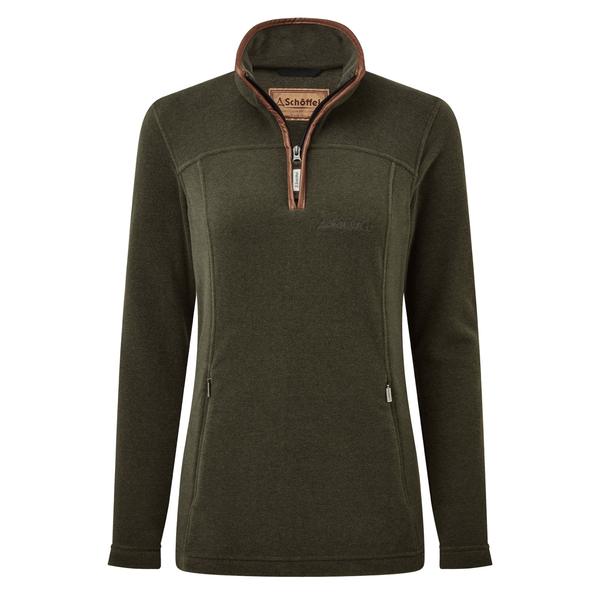 Schoffel Ladies Tilton 1/4 Zip Fleece - Dark Olive
