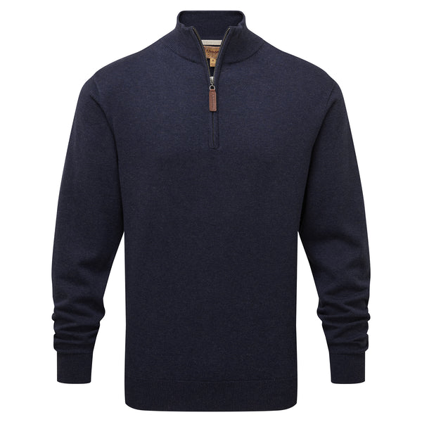 Schoffel Mens Porthmeor Pima Cotton 1/4 Zip Sweater - Navy