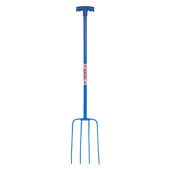 Red Gorilla 4-Prong T-Handle Manure Fork - Blue