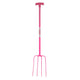 Red Gorilla 4-Prong T-Handle Manure Fork - Pink