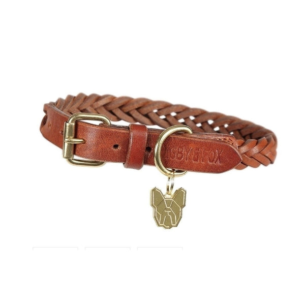 Digby and Fox Plaited Dog Collar - Tan