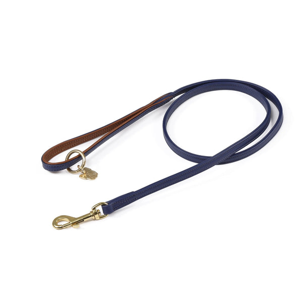 Digby and Fox Padded Leather Dog Lead - Navy