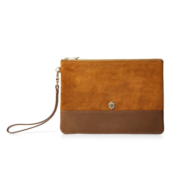 Fairfax and Favour Highbury Clutch Bag -Tan Suede