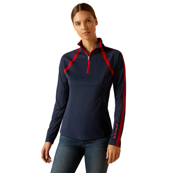 Ariat Ladies Sunstopper 3.0 Baselayer - Navy/Red