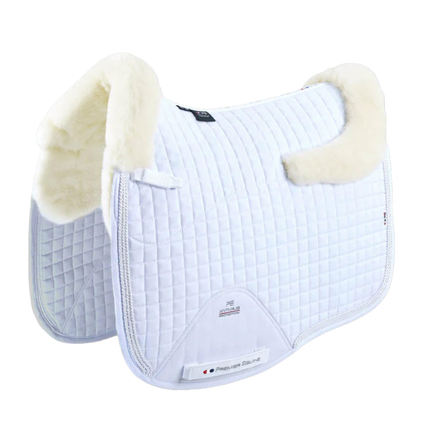 Premier Equine Close Contact Merino Wool European Saddle Pad Dressage Square - White