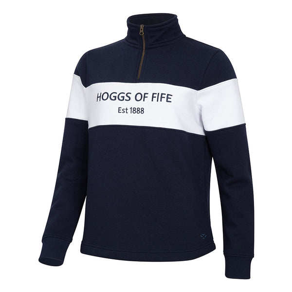 Hoggs of Fife Ladies Dumfries 1888 1/4 Zip Jumper - Navy/White