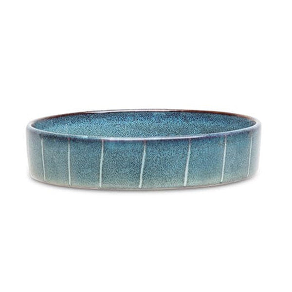 Scruffs Reactive Glaze Cat Saucer - Pinstripe Grey