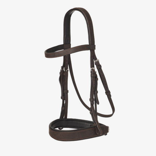 LeMieux Flat Hunter Bridle with Laced Reins - Havana/Silver