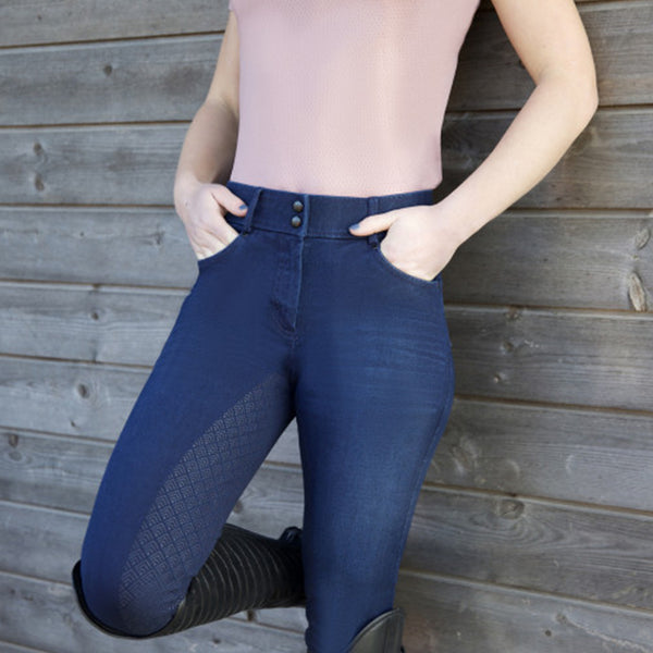 Hy Equestrian Elevate Mizs Denim Breeches - Dark Blue