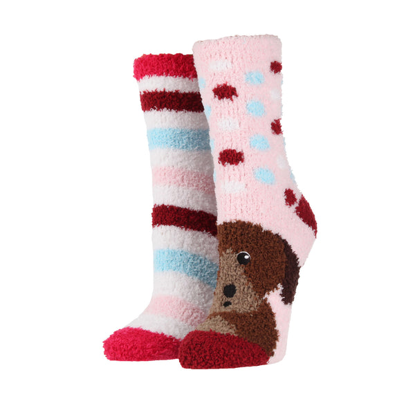 Wild Feet Junior Cosy Lounge Socks Novelty Box - Dog