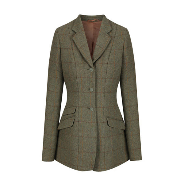 Equetech Ladies Claydon Beaufort Tweed Riding Jacket - Claydon Green